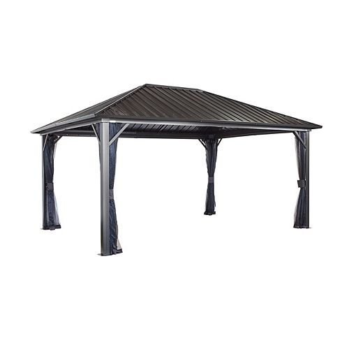 Genova 12 ft. x 16 ft. Sun Shelter Gazebo in Dark Brown