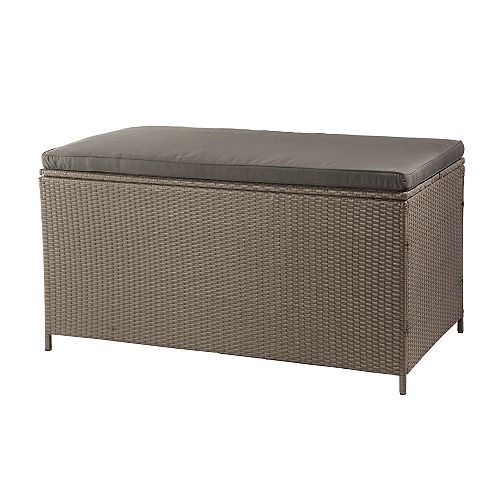 Tuck Wicker Deck Box in Ash Brown Wicker with Dark Grey Cushion