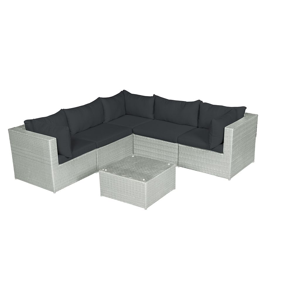 Patio Flare Napier Patio Sofa Set in Light Grey Wicker with Dark Grey