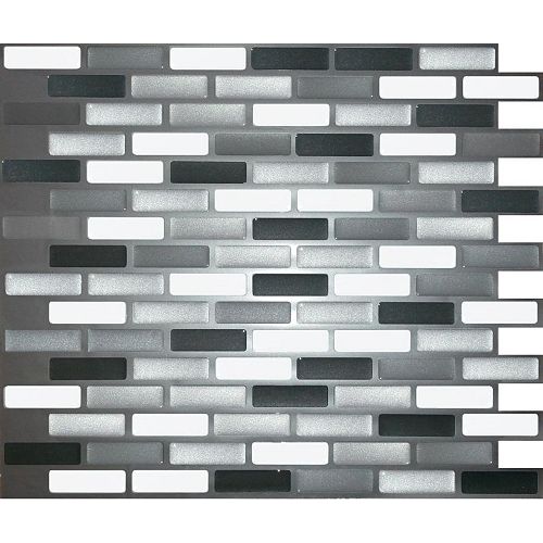 GLASS GREY OBLONG Peel and Stick-It Tile 11 X 9.25 Inch Value (4-Pack)