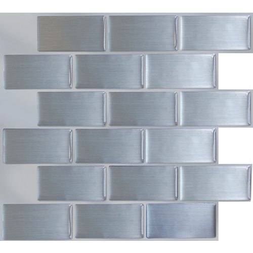 BRUSHED STEEL Peel and Stick-It Tile 11X9.25 Inch Value (4-Pack)