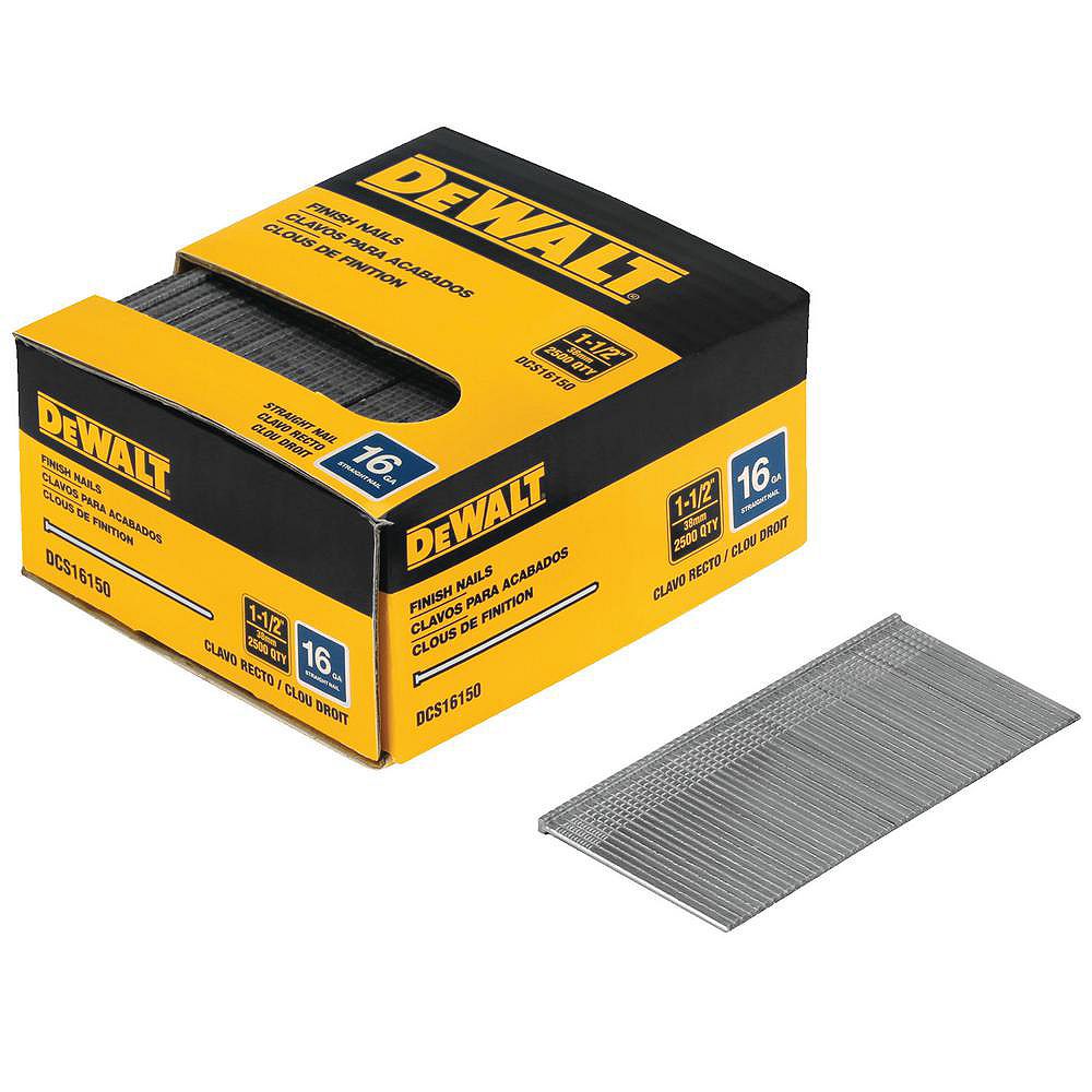 Dewalt 1 1 2 Inch X 16 Gauge Plastic Collated Straight Nails 2500 Per