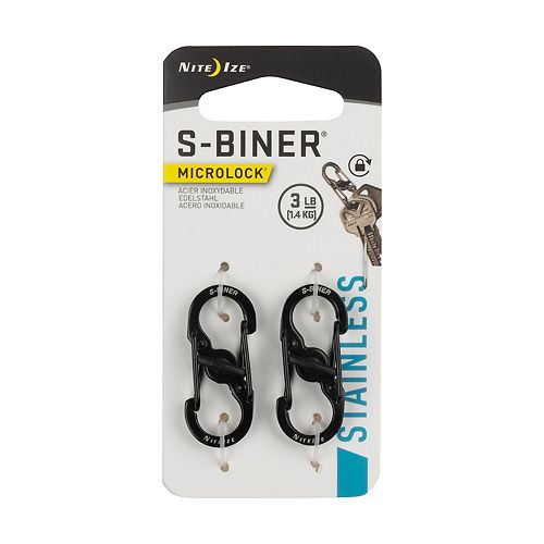 Nite Ize S-Biner MicroLock, Locking Key Holder, Stainless Steel, Black