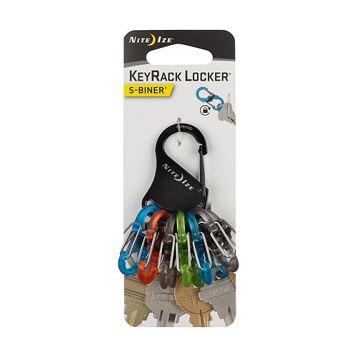 Nite Ize KeyRack Locker, Stainless Steel Carabiner keychain With 6 Colorful Locking S-Biners