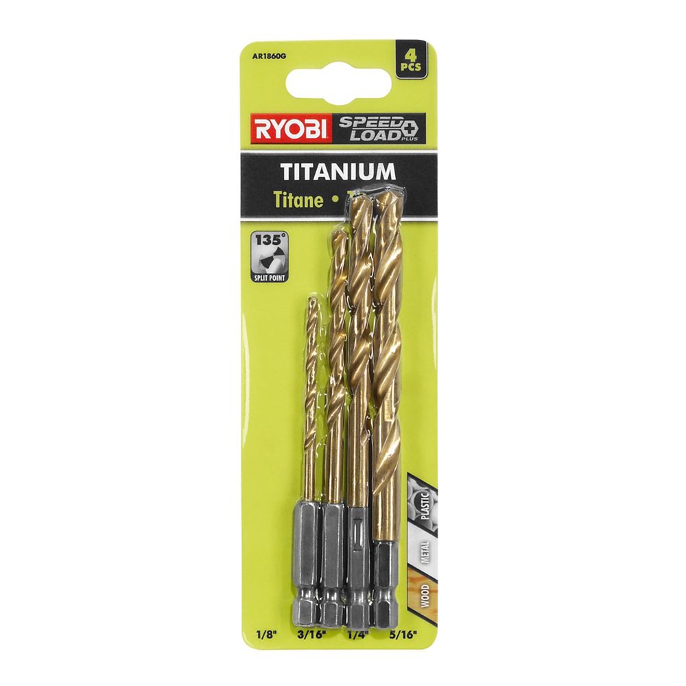 RYOBI SpeedLoad+ Titanium Hex Shank Drill Bit Set (4Piece) The Home