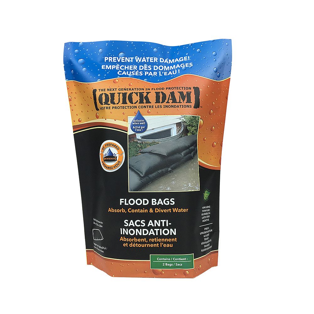 Quick Dam Quick Dam Water Activated Flood Bags 2 Pack The Home Depot Canada