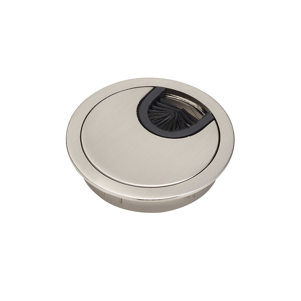 Richelieu 2 3/8 in (60 mm) Metal Grommet with Brush, Brushed Nickel