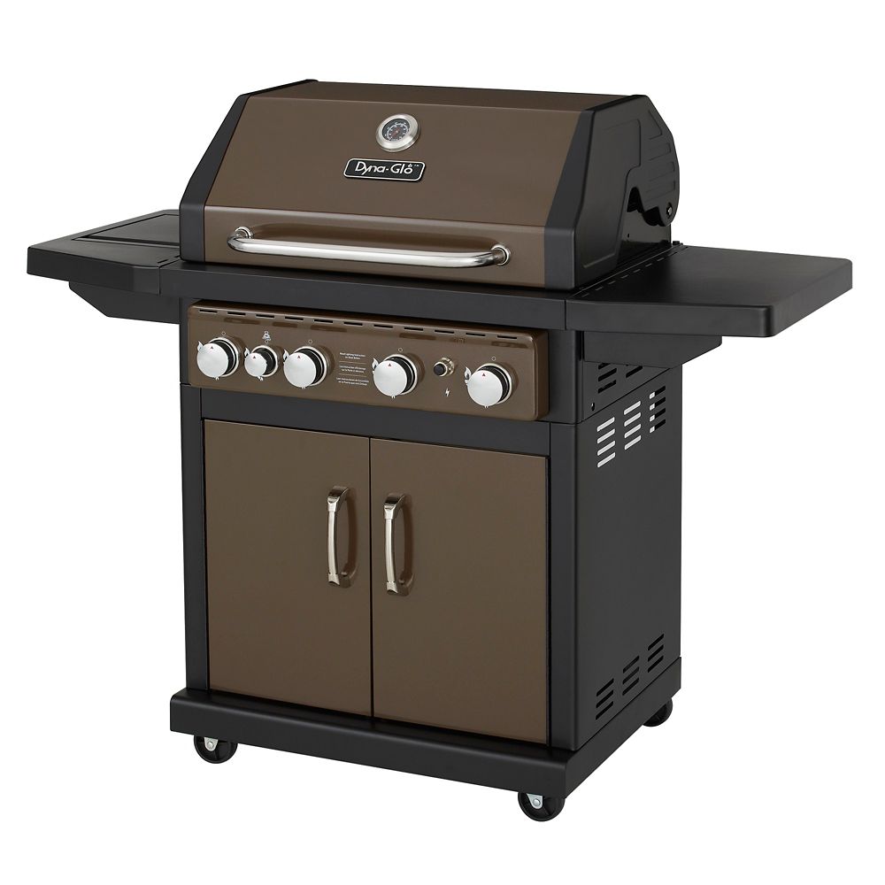 Dyna-Glo 4-Burner Propane Gas BBQ In Bronze With Side Burner | The Home ...