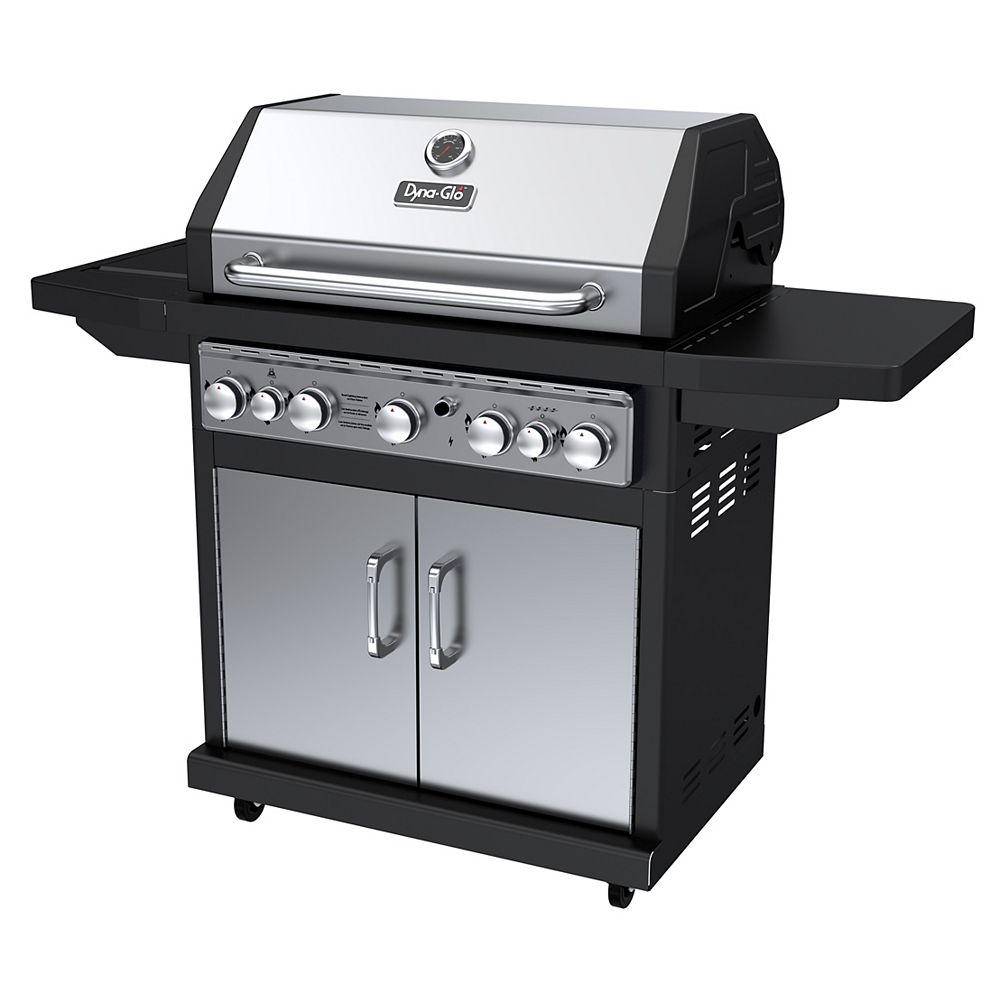 Dyna-Glo 5-Burner Propane Gas BBQ with Side Burner and Rotisserie ...