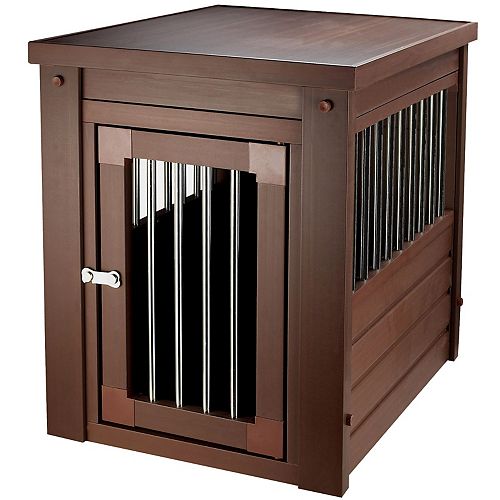 Habitat N' Home Indoor Pet Crate End Table with Stainless Steel Spindle in Russet