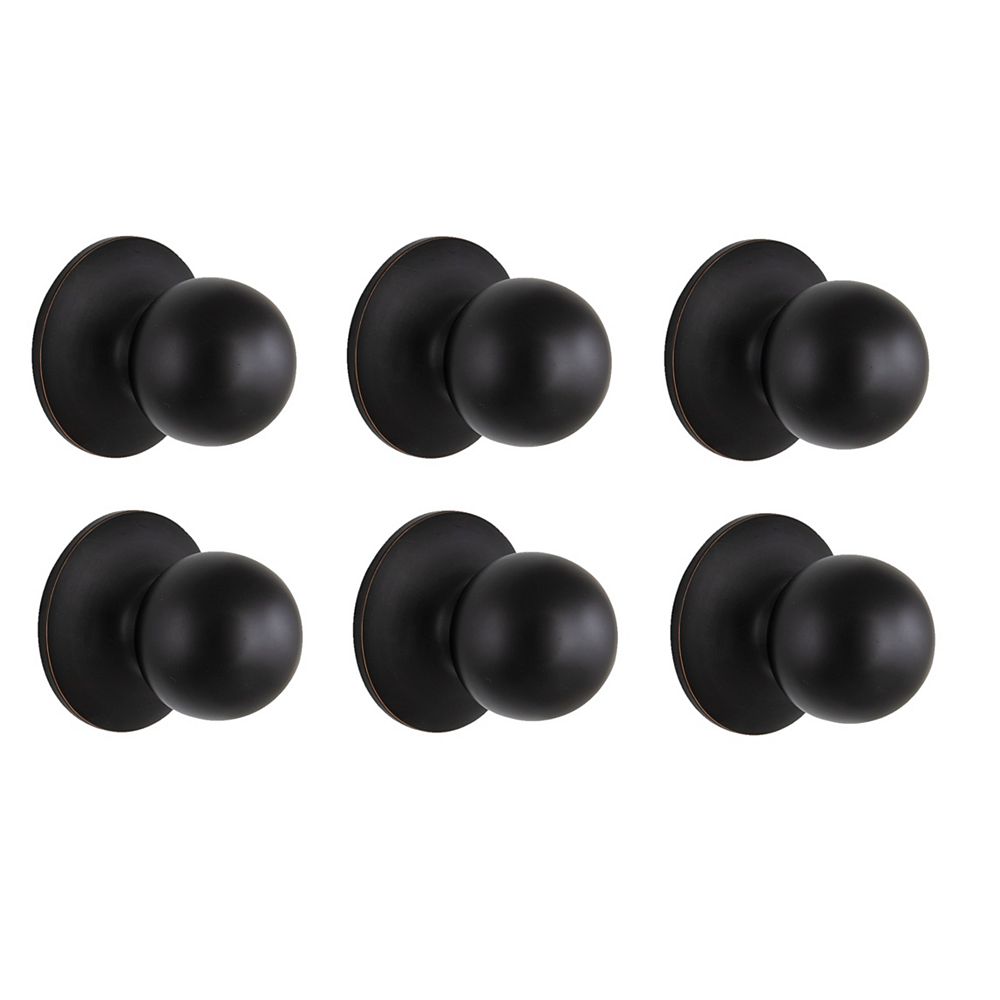 Defiant Saturn Hall & Closet Passage Door Knob in Aged Bronze (6pack