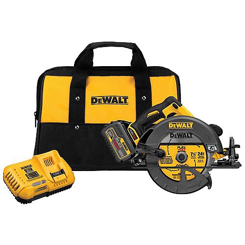 DEWALT FLEXVOLT 60V MAX Lithium-Ion Cordless Brushless 7-1/4-inch Circular Saw with Battery 2Ah, 1-Hour Charger and Case