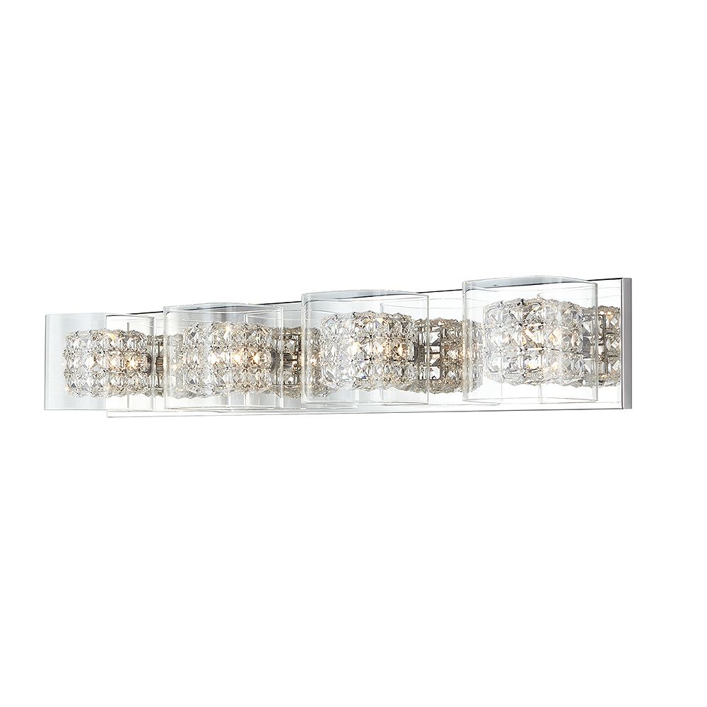 Home Decorators Collection 4 Light Bath Vanity Fixture With Crystal Shades The Depot Canada - Home Decorators Collection 4 Light Vanity Fixture