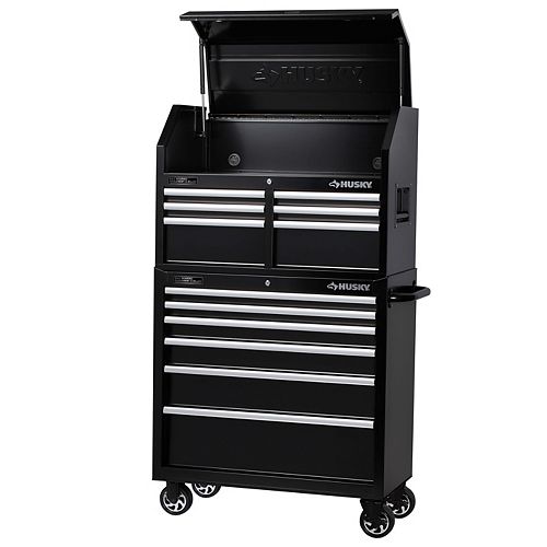 36-inch 12-Drawer Mobile Tool Storage Chest and Cabinet Set in Black