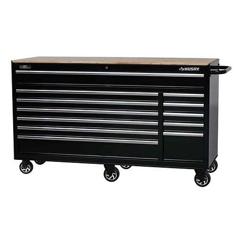 66-inch 12-Drawer Heavy-Duty Mobile Tool Storage Workbench in Black