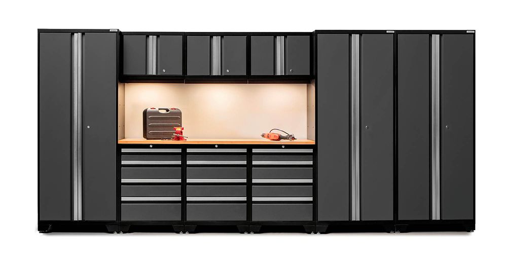 NewAge Bold Series Steel Tool Set in Grey with Bamboo Worktop