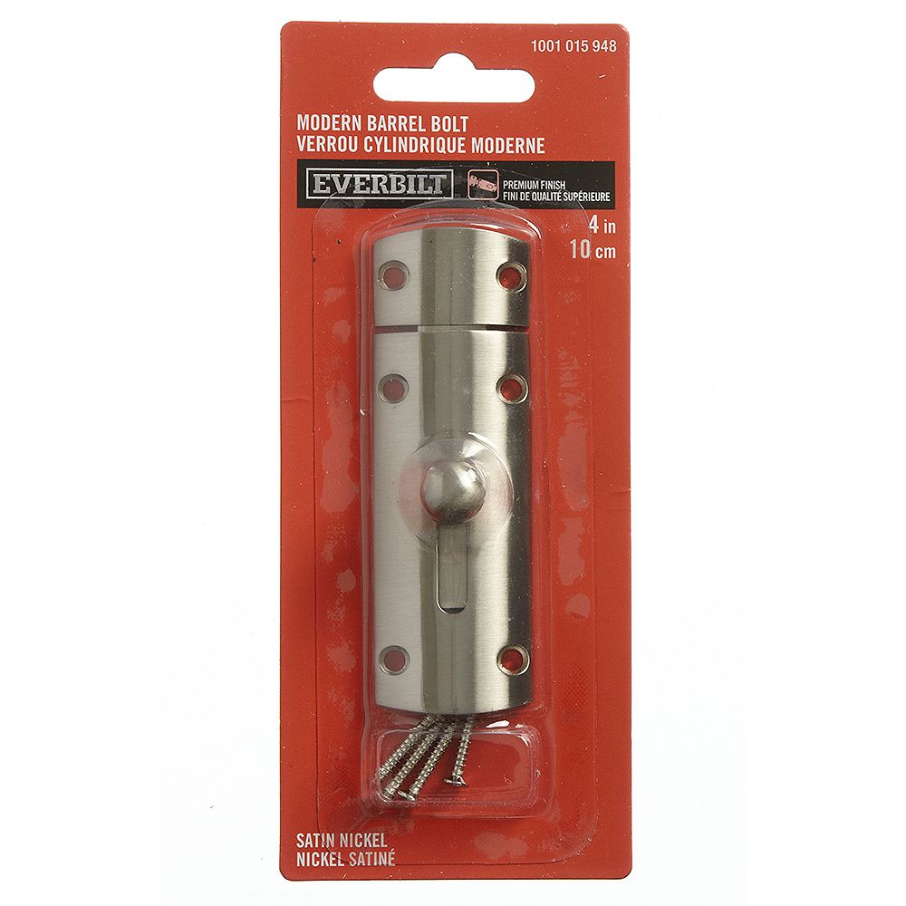 EVERBILT Everbilt 4in Modern Barrel Bolt, Satin Nickel, 1pc The Home