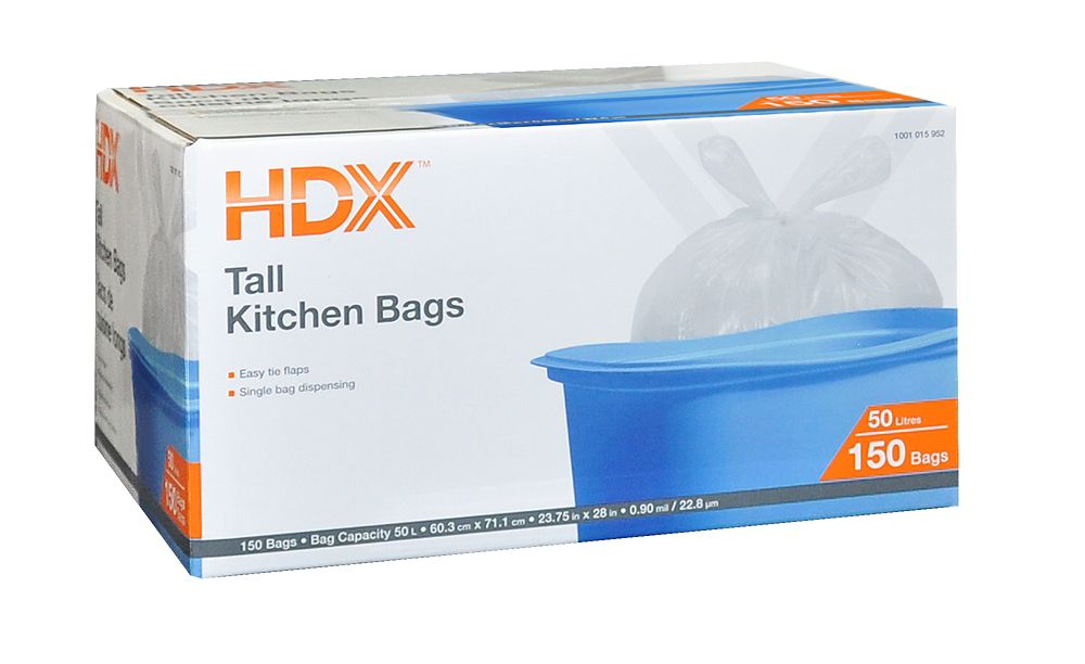 HDX Tall 50L Clear Kitchen Bag 150 Pack The Home Depot Canada   P 1001015952 