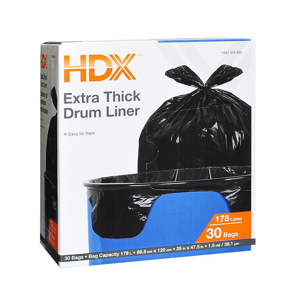 Hdx 178 L Extra Thick Drum Liner Garbage Bag The Home Depot Canada