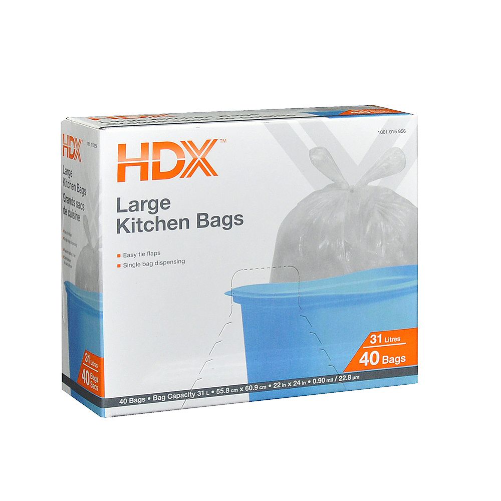 HDX Large 31L Kitchen Bag (40Pack) The Home Depot Canada