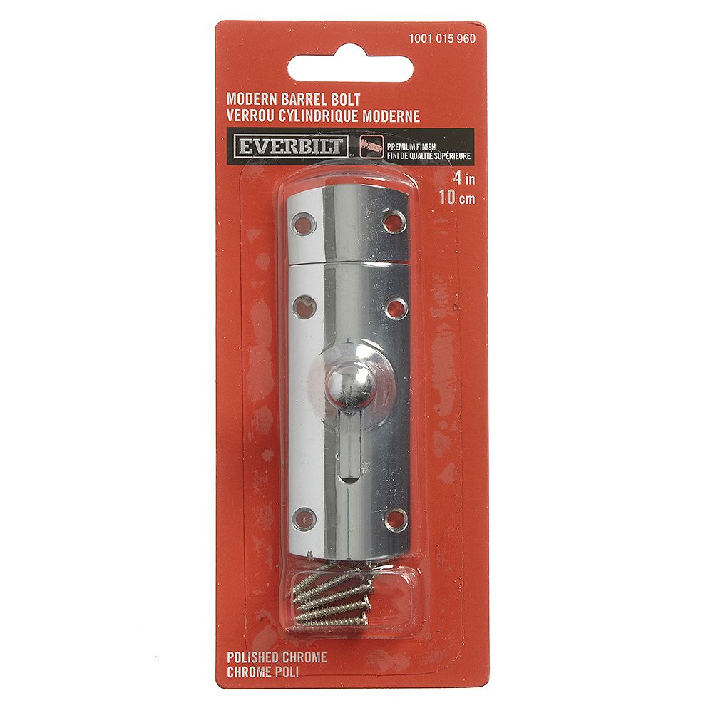 EVERBILT Everbilt 4in ModernStyle Barrel Bolt, Polished Chrome, 1pc