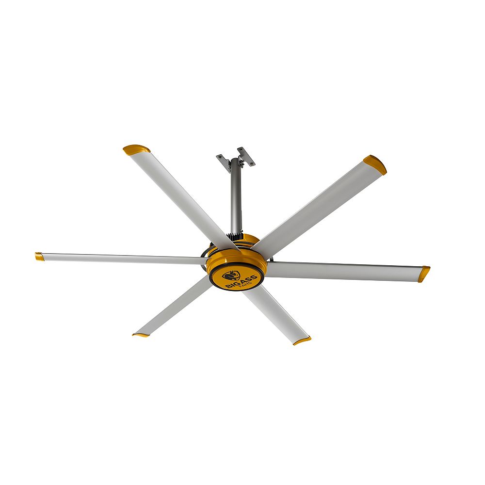 Big Ass Fans 2025 7 Ft Indoor Shop Ceiling Fan In Silver And Yellow The Home Depot Canada