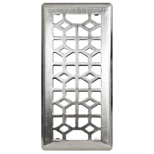 Hampton Bay 4-inch x 10-inch Abstract Steel Floor Register in Brushed Steel