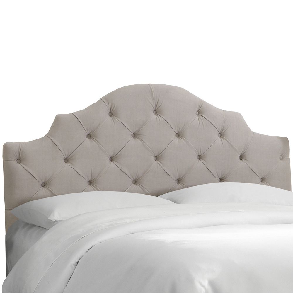 Skyline Furniture King Tufted Notched, Light Grey Headboard Queen
