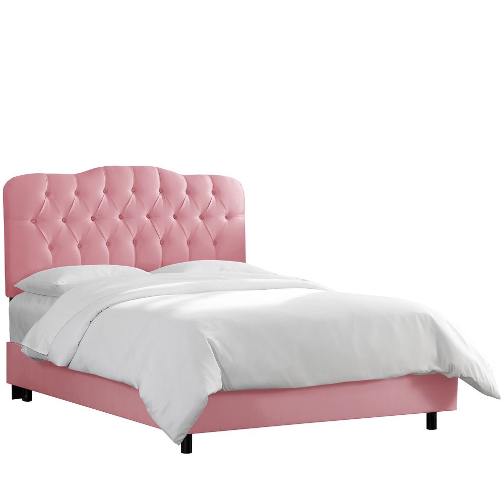 Skyline Furniture California King Tufted Bed In Shantung Woodrose The