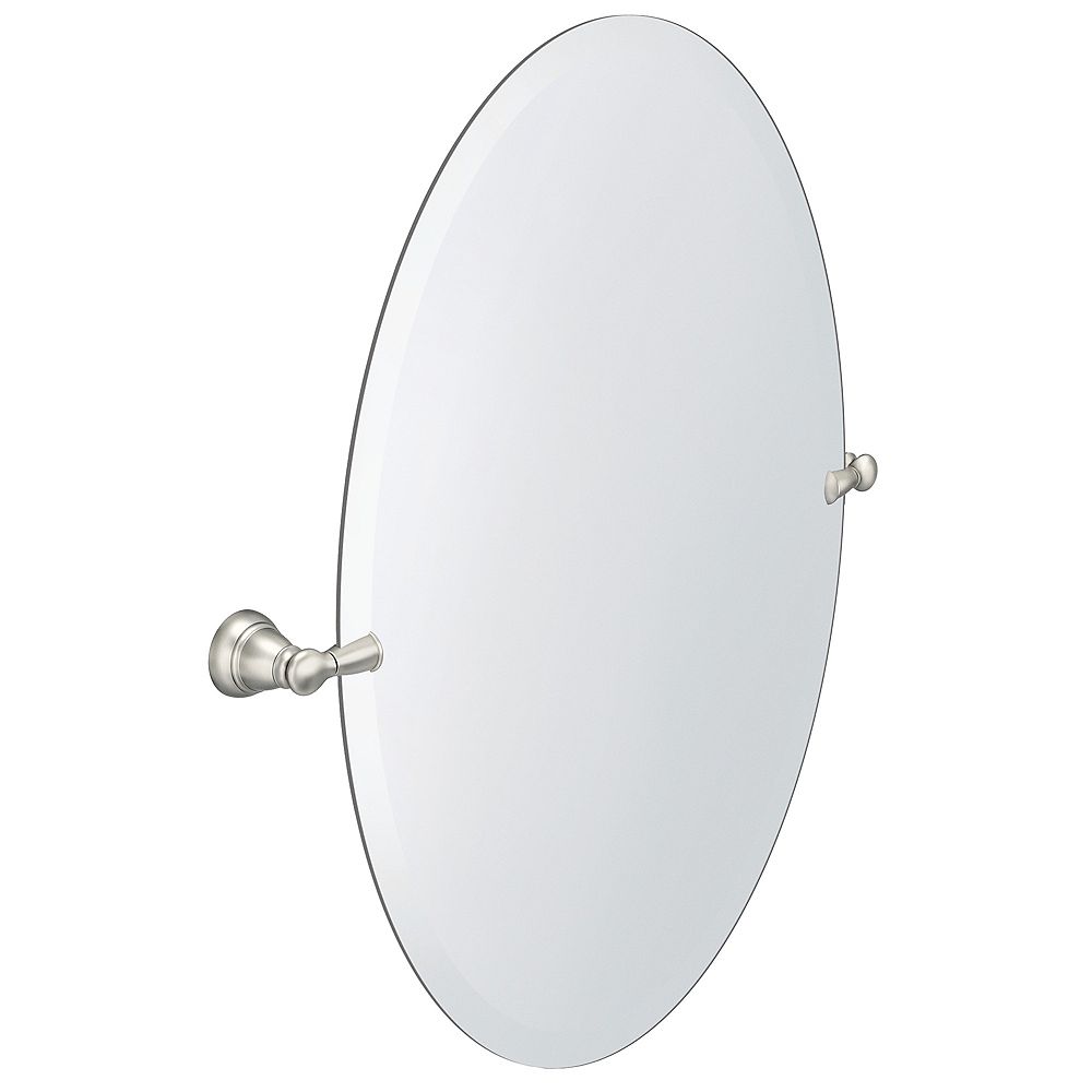 MOEN Banbury 26inch x 23inch Frameless Pivoting Wall Mirror in Brushed Nickel The Home Depot