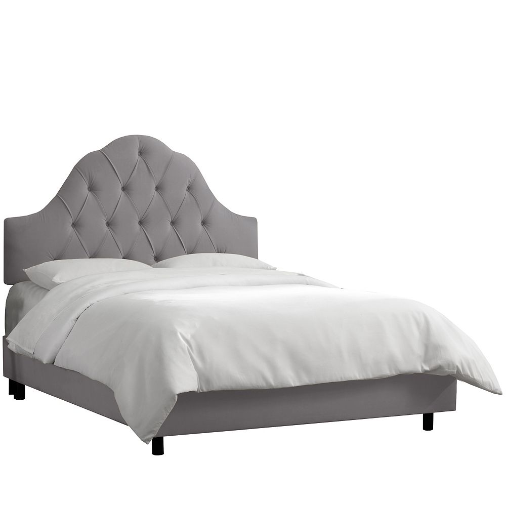 Skyline Furniture Full Arched Tufted Bed In Velvet Steel Grey | The