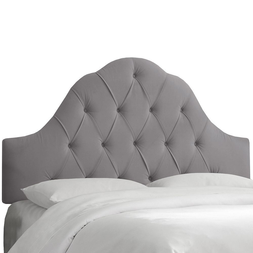 Skyline Furniture California King Arch Tufted Headboard In Velvet Steel