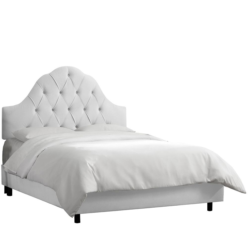 Skyline Furniture Full Arched Tufted Bed In Velvet White The Home Depot Canada
