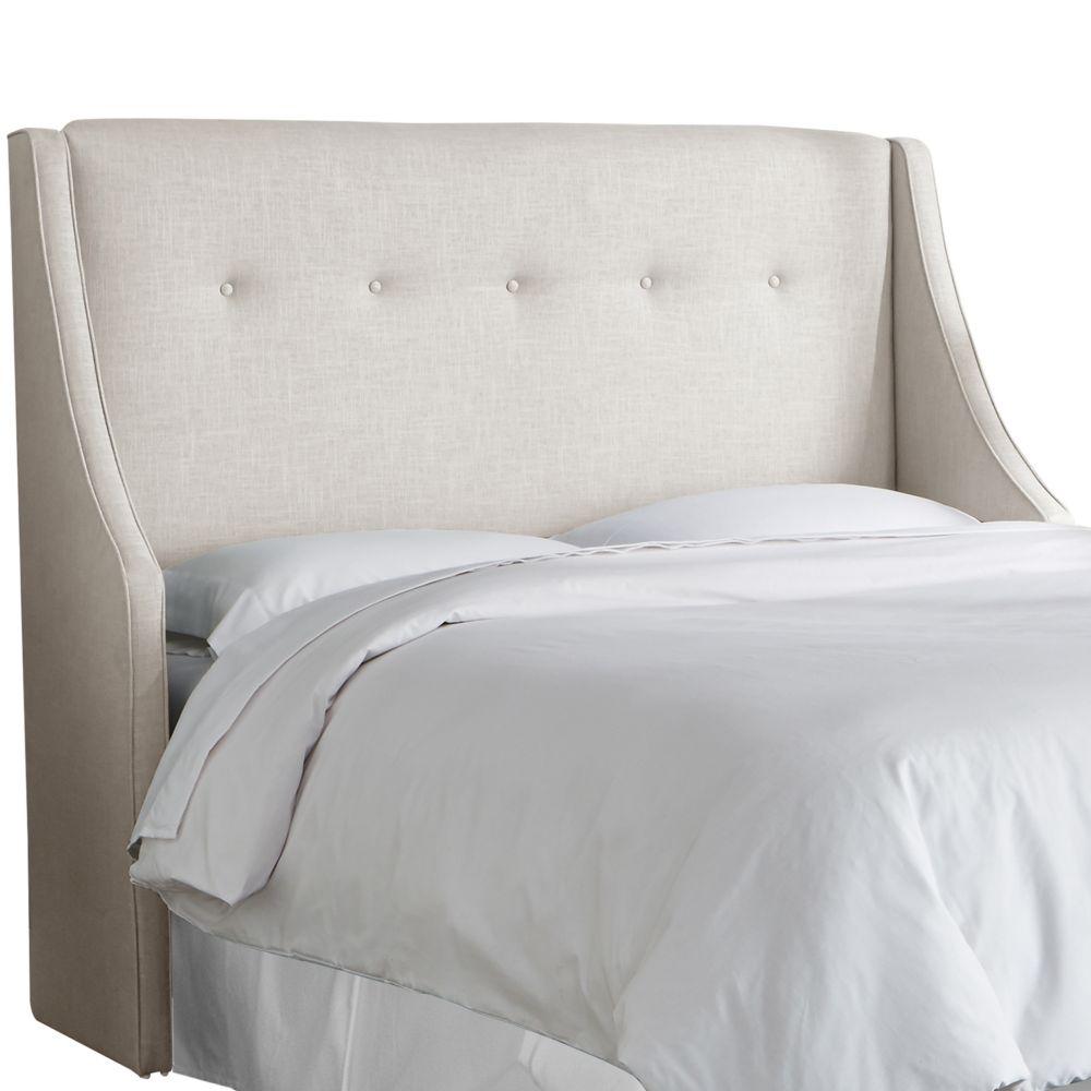 Skyline Furniture King Button Tufted Wingback Headboard In Linen Talc ...