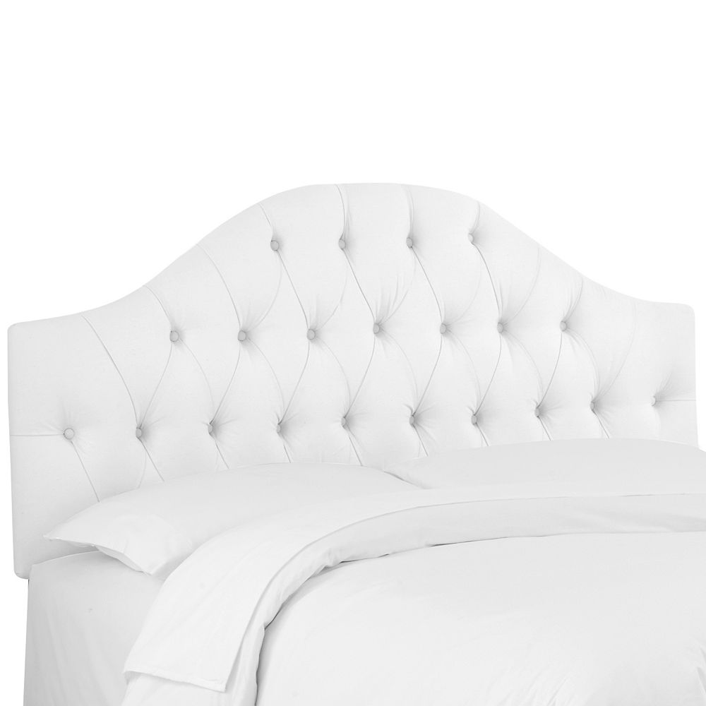 Skyline Furniture King Diamond Tufted Headboard In Twill White The