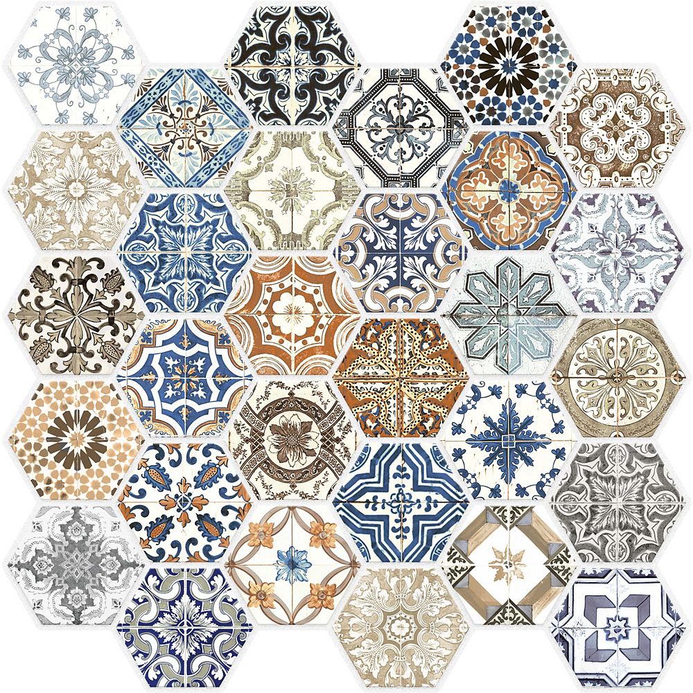 Enigma Marrakesh Glass Hexagon Mosaics The Home Depot Canada