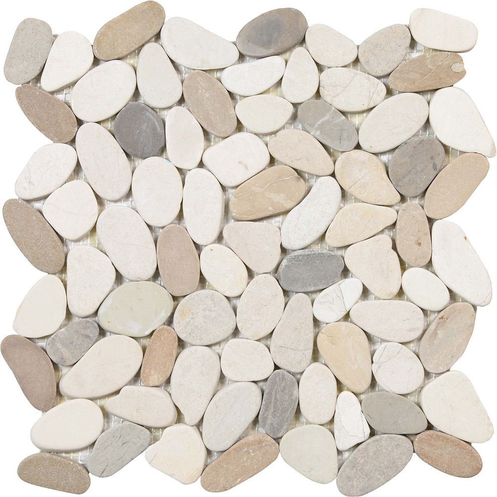 Enigma Bali Warm Blend Pebble Mosaics, Home Depot Rock Tile