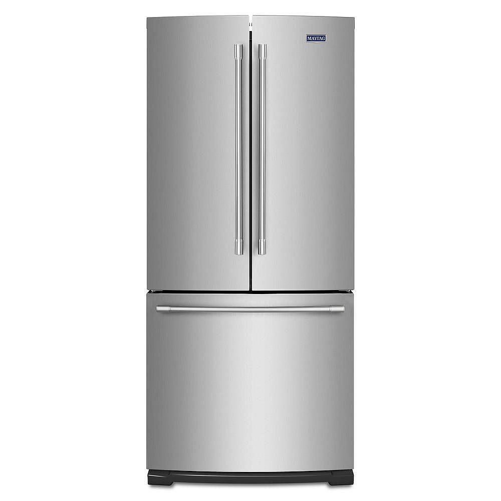 Maytag 30-inch W 20 cu. ft. Bottom Freezer Refrigerator in Fingerprint Stainless Steel Refrigerator 30 Inches Wide
