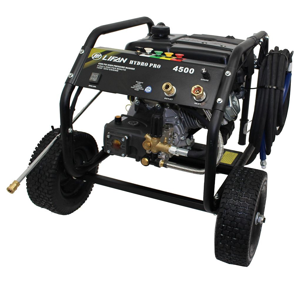 Lifan 4500 Psi 4 0 Gpm Electric Start Gas Pressure Washer With Ar Tri Plex Rrv Pump And Pa The Home Depot Canada