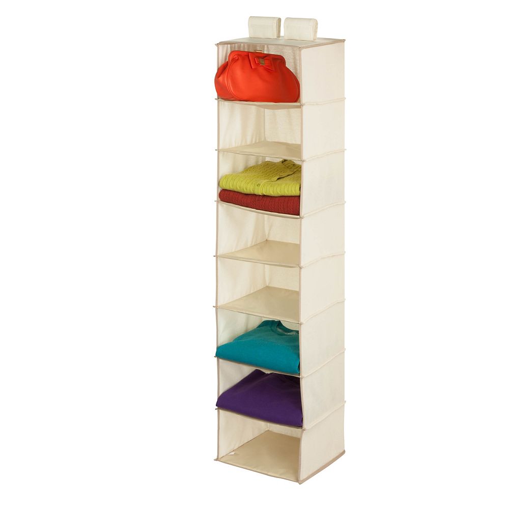 8 Shelf Hanging Natural Tc Organizer, Hanging Closet Organizer With Plastic Shelves