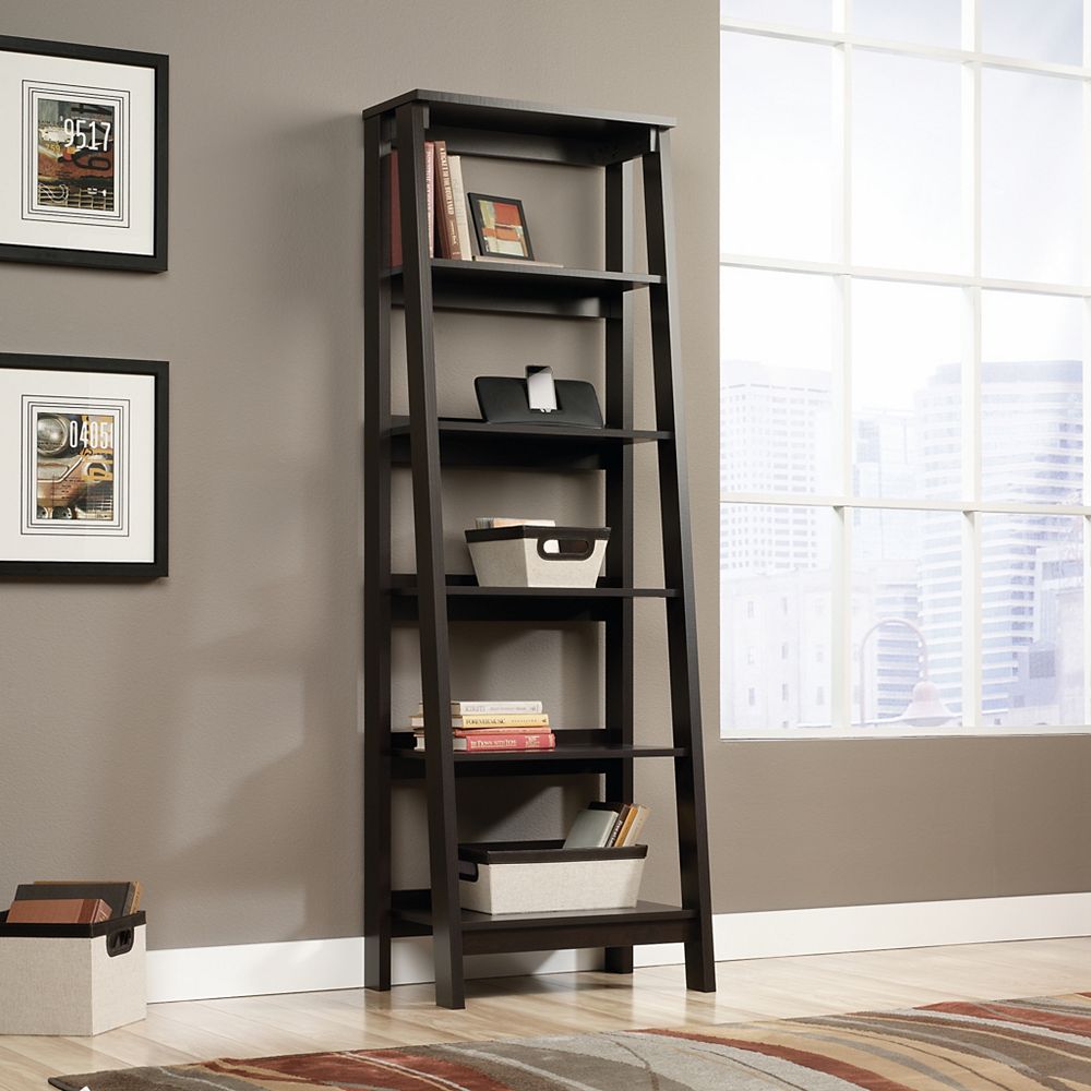 Sauder Trestle 5Shelf Bookcase in Jamocha Wood Finish The Home Depot