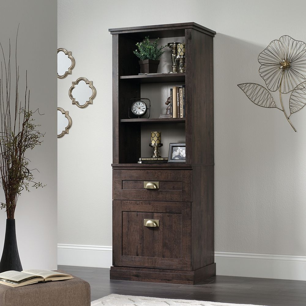 Sauder New Grange Tall Cabinet in Coffee Oak | The Home Depot Canada