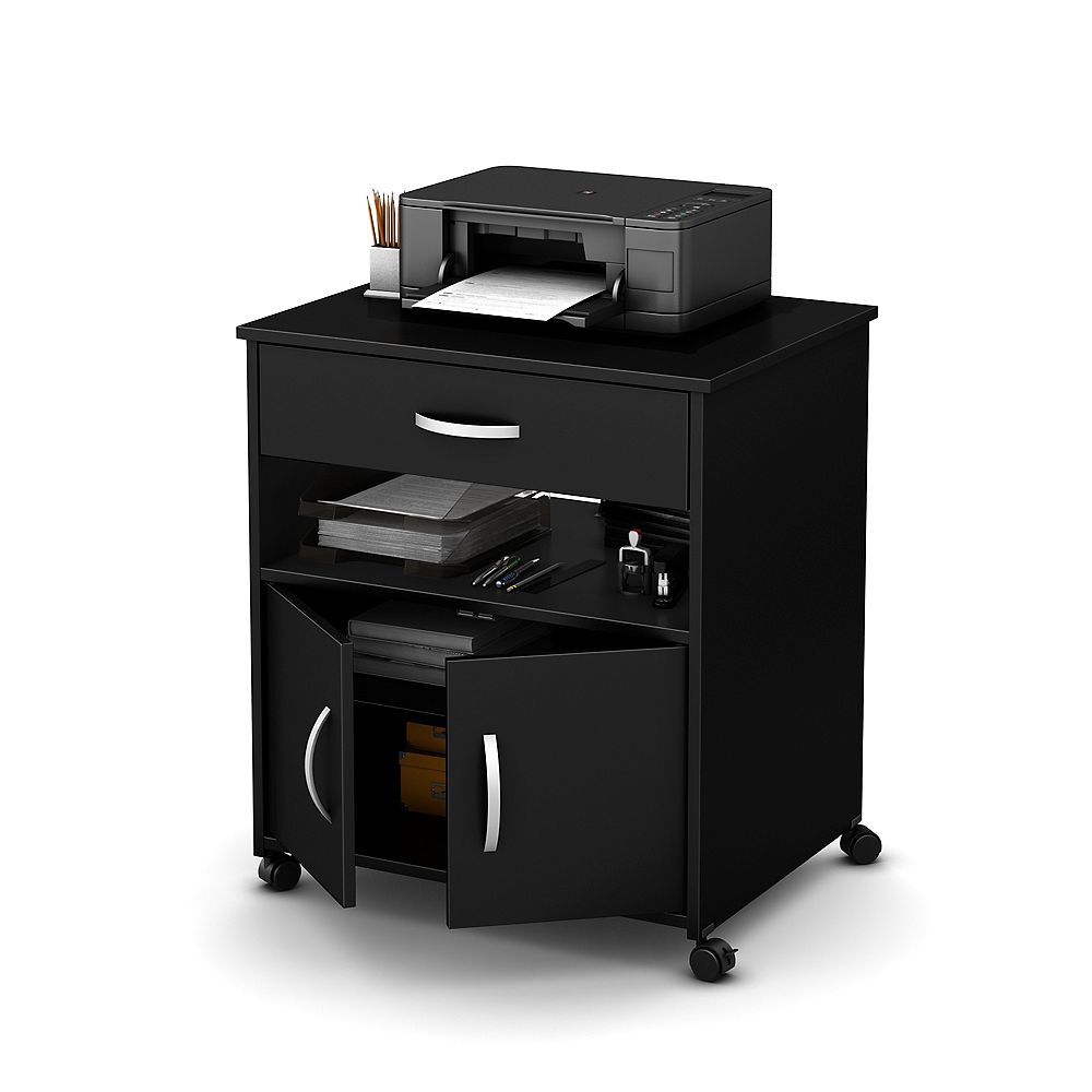 South Shore Axess Printer Cart on Wheels, Pure Black | The Home Depot ...