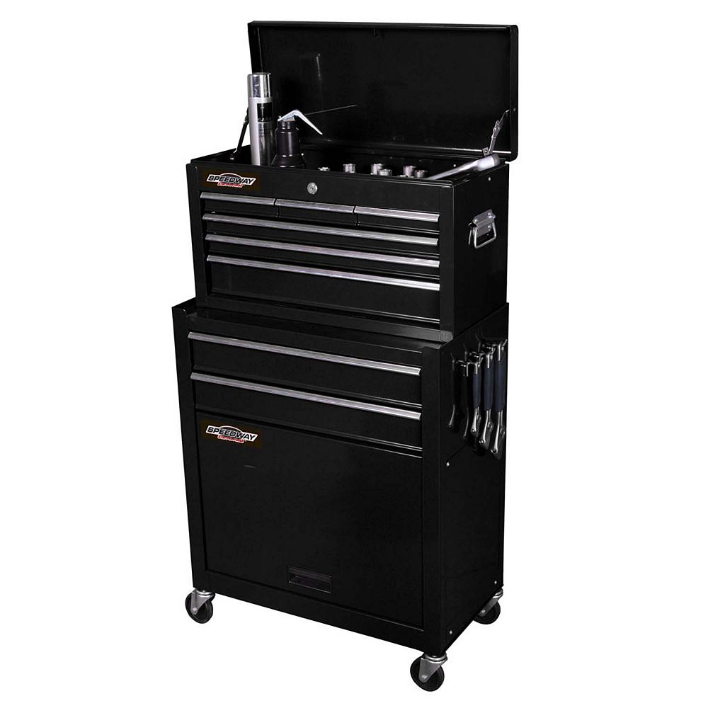 Speedway 24-inch 8-Drawer Tool Storage Chest and Cabinet Combo in Black 24 Inch Tool Box With Drawers