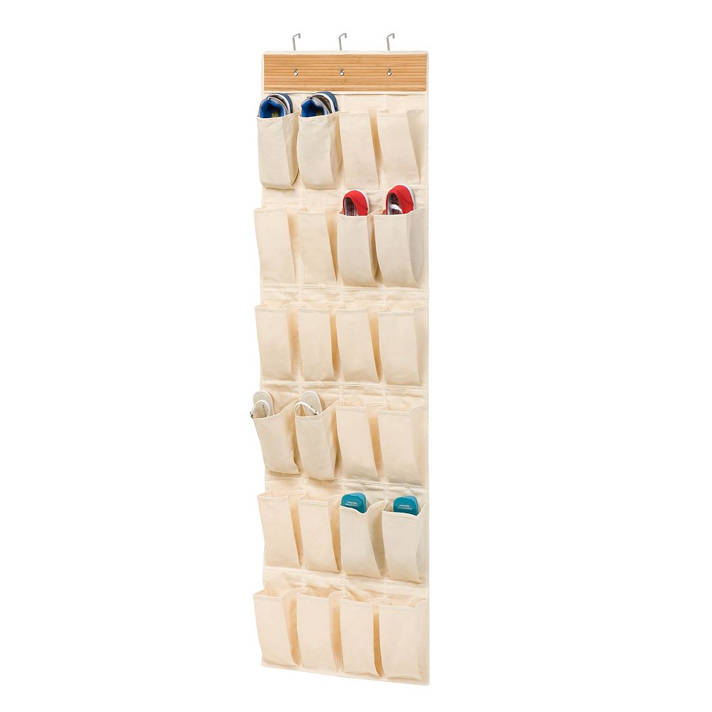 Honey Can Do Over The Door 24 Pocket Shoe Organizer In Bamboo The Home Depot Canada