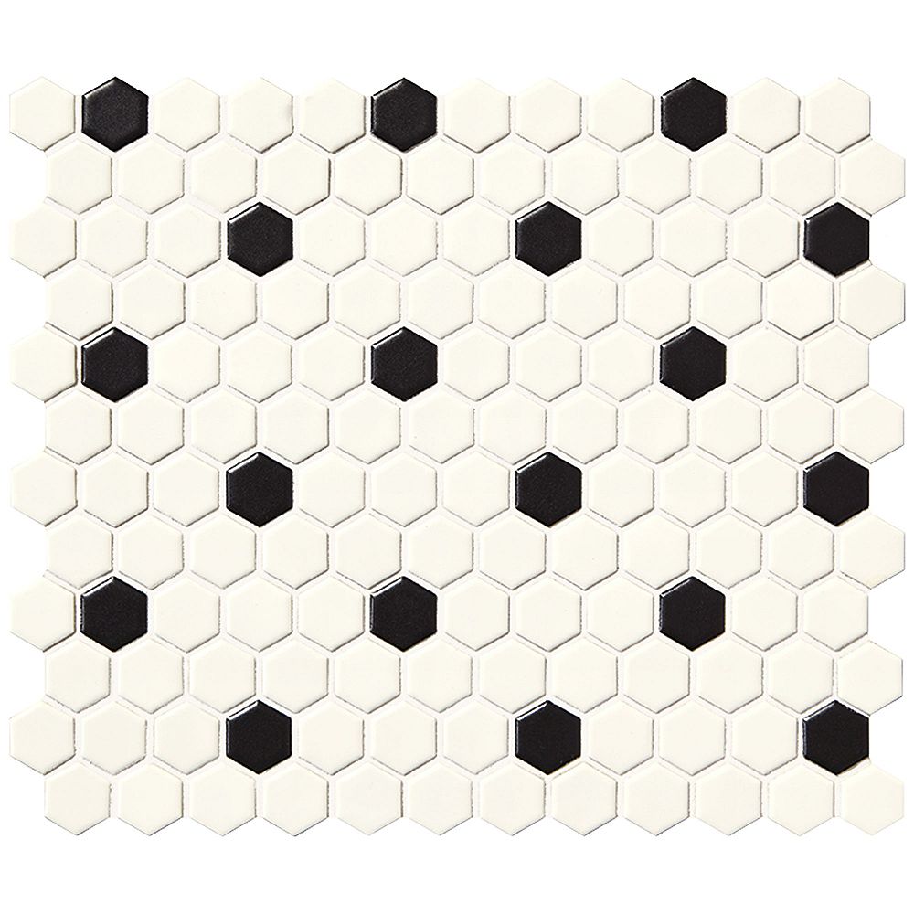 Dal Tile Finesse Satin White With Black Dot 10 Inch X 12 Inch X 6