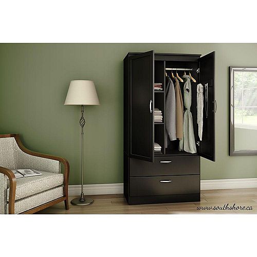 Acapella Wardrobe Armoire in Pure Black