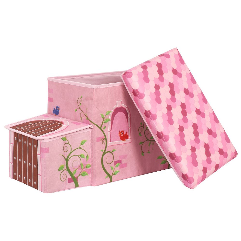 Biscottini Pouf De Rangement Pour Enfants Et Adultes 33 X 60 X 33 Cm | Boîtes De Rangement Refermables Avec Couvercle | Pouf De Rangement Carré Avec Décorations