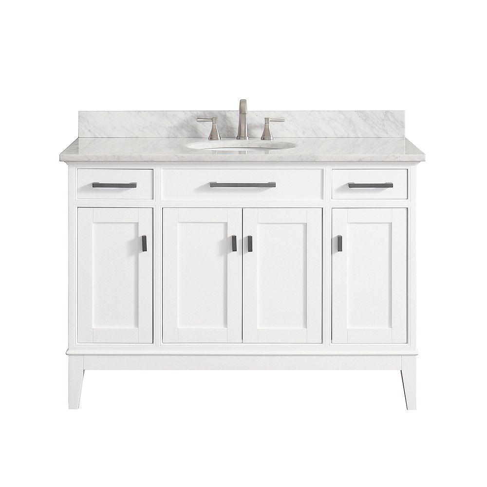 Avanity Madison 49 Inch Vanity Combo In White Finish With Carrera White