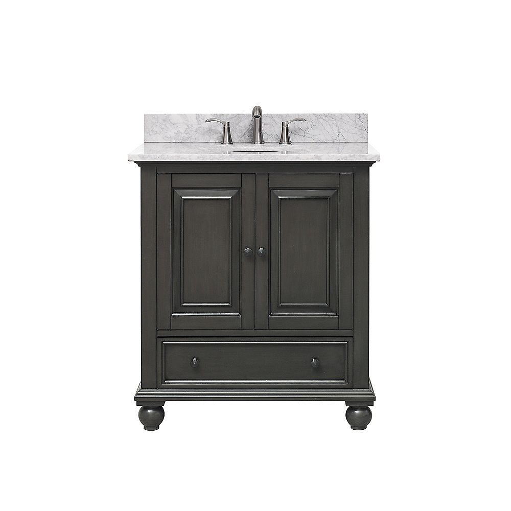 Avanity Thompson 31 Inch Vanity Combo In Charcoal Glaze Finish With Carrera White Top The Home Depot Canada